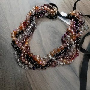 Loft Twisted Glass Faceted Bead Necklace  NWT